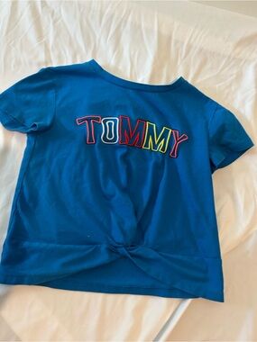 Tommy Hilfiger Bright Blue Logo Knot Front Tee